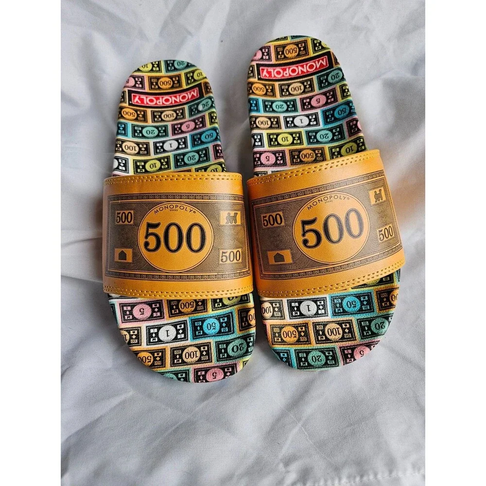 ODD SOX Monopoly Money Slides -Soft Slip-On Sandals- Med Size for Men‎ & Women